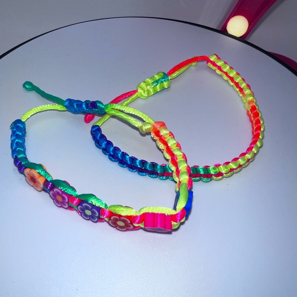 NWOT - Neon Flower Power Bracelets!! - Picture 2 of 3